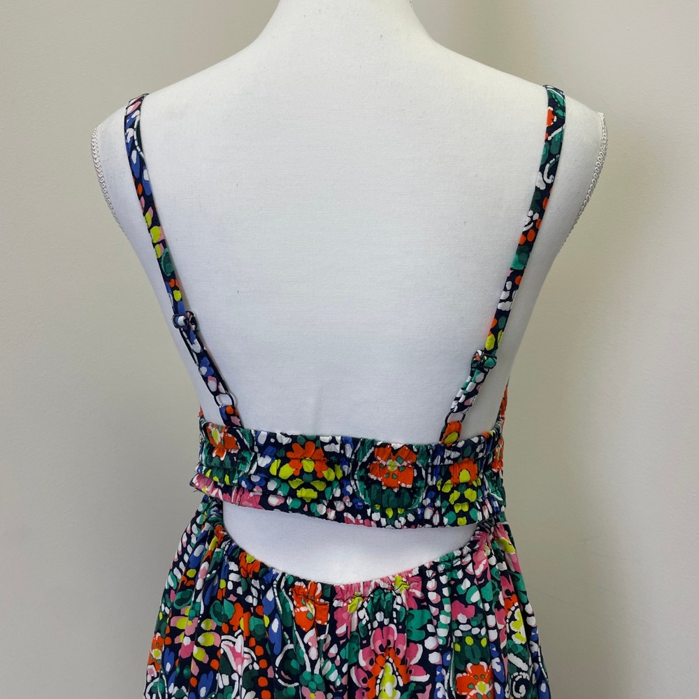 Old Navy Womens Small Floral Paisley Maxi Dress V-Neck Smocked Waist Cutout Back - Picture 3 of 15